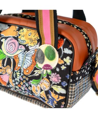 tsumori chisato CARRY マルチチェック 2way ミニボストン ハンドバッグ ショルダーバッグ ブルー