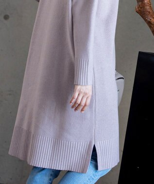 Tiaclasse 【洗える】華のあるニットタートルワンピース ラベンダー