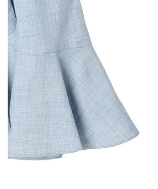 earth music&ecology アシメペプラムフレアバックレースミディ丈スカート Blue