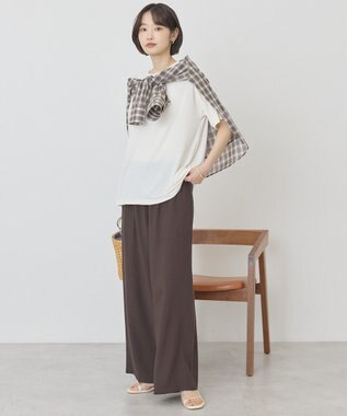 AMERICAN HOLIC 【先行予約】【マルチ機能】配色ステッチルーズTシャツ Ivory