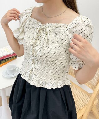 WEGO レースアップシャーリングブラウス ホワイトその他