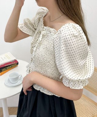 WEGO レースアップシャーリングブラウス ホワイトその他