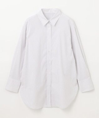 ANY 【洗濯機可能/接触冷感/UVケア】カラーストライプシャツ グレーロンスト