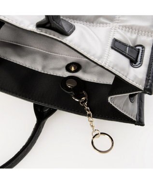 UNBILLION 【テレビ ドラマ着用アイテム】ペルケ perche / ナイロンキルト×クロコ型押し牛革A42wayトートバッグ ライトグレー