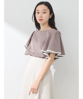 earth music&ecology パイピングフレアスリーブカットソー Mocha