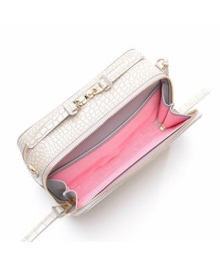 A.D.M.J. 【牛革】クロコ型押しスクエアショルダー ホワイトパーライズ