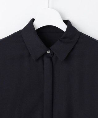 自由区 【洗える】ライトビエラシャツ ワンピース ネイビー