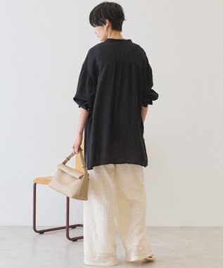 AMERICAN HOLIC 楊柳バンドカラーシャツ Black