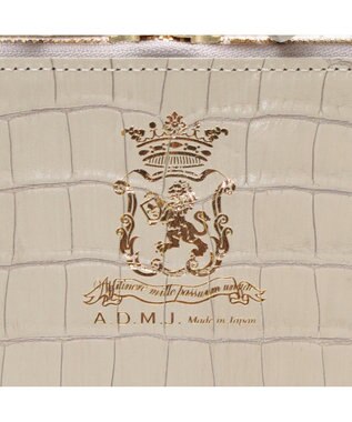 A.D.M.J. 【牛革】クロコ型押しスクエアショルダー ホワイトパーライズ