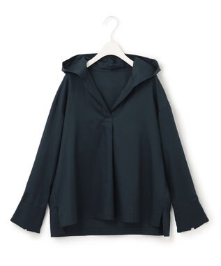 ICB 【洗える】コットンサテン プルオーバーブラウス パイングリーン系