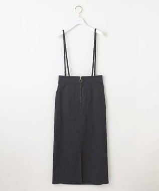 ANY SIS L 【2WAY】フロントジップタイト スカート シャンブレーブラック