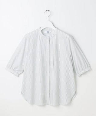 J.PRESS LADIES 【一枚で着映え】ソフトストライプ フリル襟 ブラウス ホワイトストライプ系