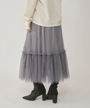 GRACE CONTINENTAL ラメチュールギャザースカート グレー