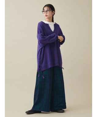 CRAFT STANDARD BOUTIQUE コーデュロイワイドイージーパンツ Check Navy