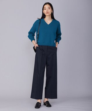 ICB 【洗える】リリヤーンバルキー Vネックニット ターコイズ系