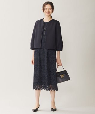 自由区 S 【洗える】グログランパフスリーブ ジャケット ダークネイビー