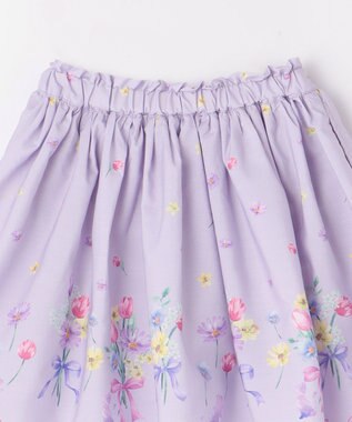 ANY KIDS フラワー ブーケ プリント スカパン ラベンダー系