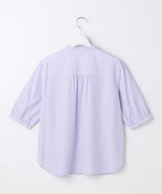 J.PRESS LADIES 【一枚で着映え】ソフトストライプ フリル襟 ブラウス サックスブルーストライプ系