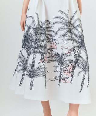 GRACE CONTINENTAL プラージュプリントタックスカート ホワイト