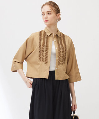 23区 【Indian Factory】コットンポプリン タックディテール シャツ サンドベージュ