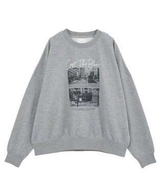 Green Parks オーバーサイズロゴ裏毛プルオーバー Gray Mixture