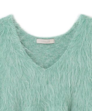 UNFILO 【野呂佳代さん着用】アルパカシャギー ペプラムジレ グリーン