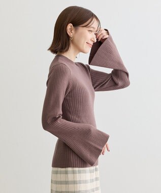 Green Parks ・ｓｗｉｎｇ　ｂｙ　ベルスリーブクルーリブニット Mocha