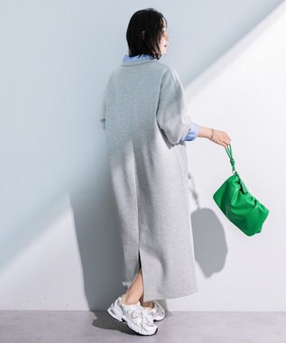 Green Parks ポロ衿ハーフＺＩＰカットワンピース Gray Mixture