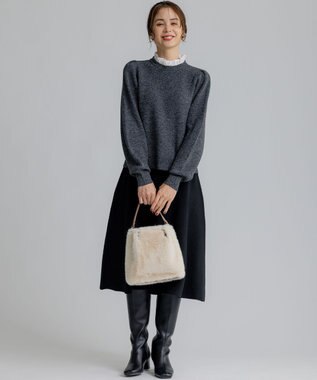 組曲 ニットフレア スカート ブラック系