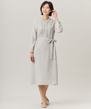 J.PRESS LADIES 【洗える】ノルディス2wayジョーゼット タックディテール ワンピース ベージュ系