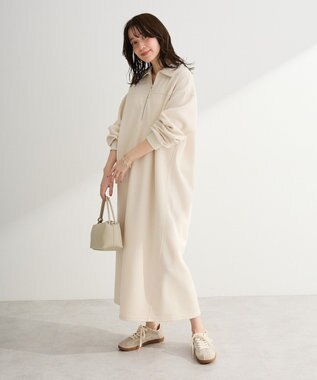 Green Parks ポロ衿ハーフＺＩＰカットワンピース Ivory