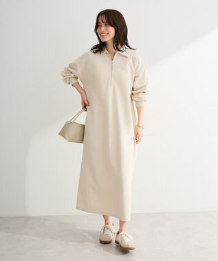 Green Parks ポロ衿ハーフＺＩＰカットワンピース Ivory