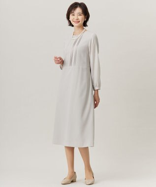 J.PRESS LADIES 【洗える】ノルディス2wayジョーゼット タックディテール ワンピース ベージュ系