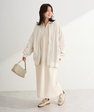 Green Parks ポロ衿ハーフＺＩＰカットワンピース Ivory