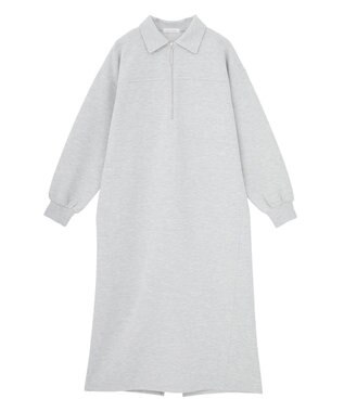 Green Parks ポロ衿ハーフＺＩＰカットワンピース Gray Mixture