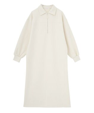 Green Parks ポロ衿ハーフＺＩＰカットワンピース Ivory