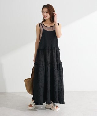 Green Parks ・Petit Fleur フリルティアードキャミワンピ Black