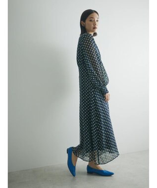 Green Parks armonia．ドットプリントパイピングワンピース Navy