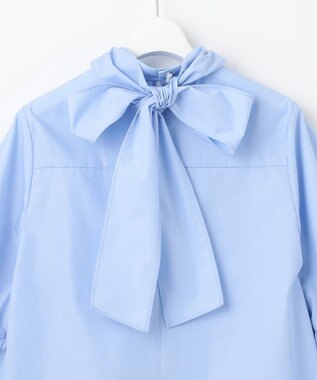 Feroux 【洗える・2WAY】リボンタイチュニック ブラウス スカイブルー系