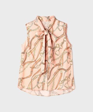 GRACE CONTINENTAL チェーンプリントボウタイブラウス ピンク