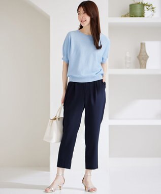 ANY SIS 【接触冷感・UVカット・吸水速乾】サラキレイ テーパード パンツ ネイビー