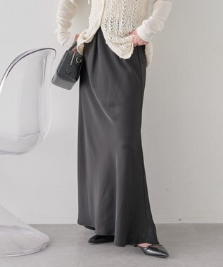 earth music&ecology サテンフリルマーメイドスカート Black