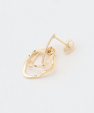 ANY 【WEB限定】オーバルダブルリングピアス(両耳用) ライトゴールド