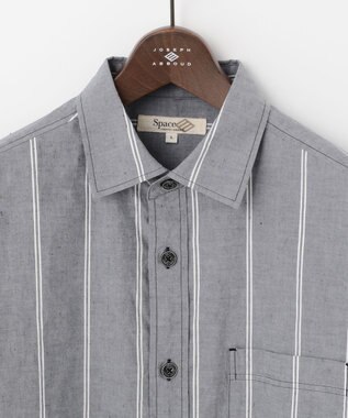 JOSEPH ABBOUD MOUNTAIN 【SPACE／UNISEX】JOE COTTONワイドストライプ シャツ ネイビー系2