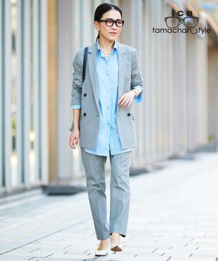 ICB L 【ICB×tamachan_style コラボ】 スタイルアップ ビッグシャツ サックスブルー系