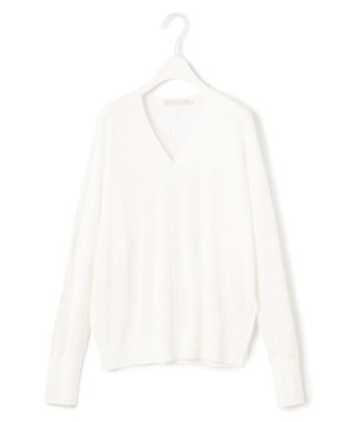 ICB L 【洗える】シンセティックハイゲージ Vネックニット オフホワイト系