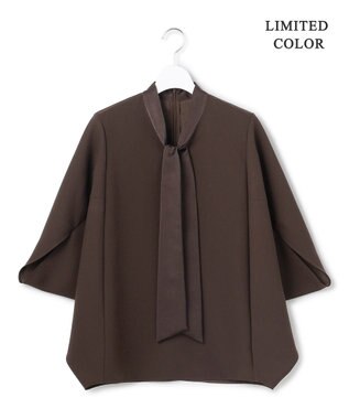 ICB L 【新色追加・WEB限定カラーあり】FluidBackSatin ドルマンスリーブボウタイブラウス