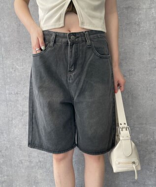 WEGO ワイドハーフデニムパンツ スミクロ