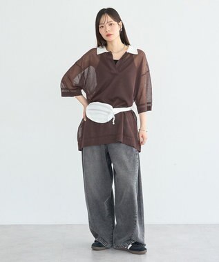 earth music&ecology シアーポロプルオーバー Brown