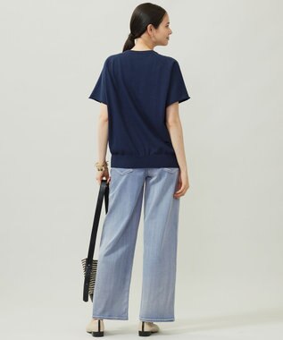 自由区 【洗える】コットンループバックスウェット ニット インディゴブルー